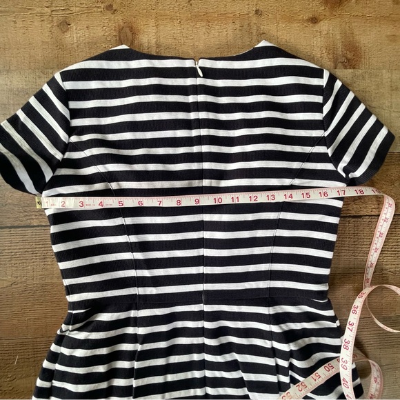 346 Brooks Brothers A Line Round Neck Short Sleeve Dress Sz 4 Blue White Stripe - Picture 8 of 10